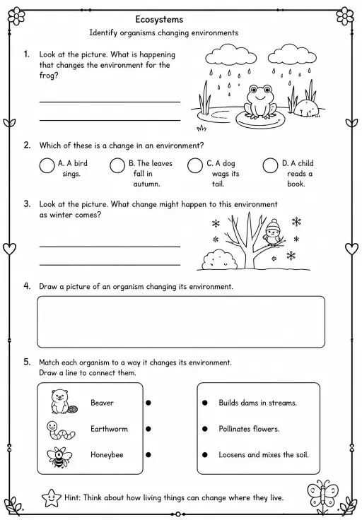 Identify organisms changing environments