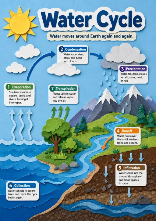 Water Cycle Earth and Space Infographic