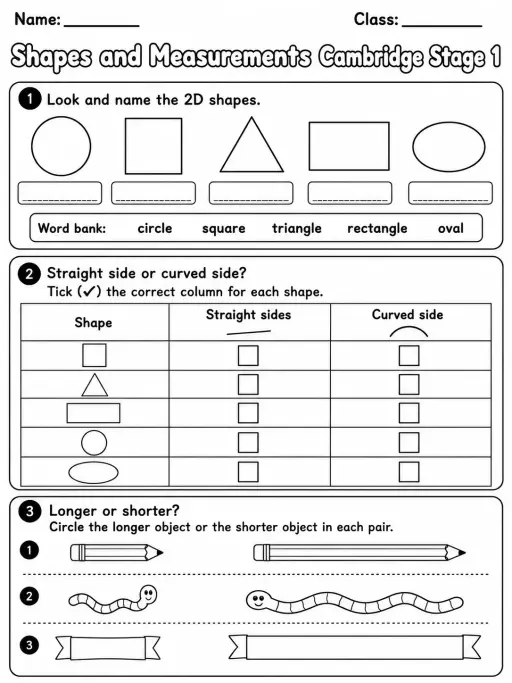 Shapes and Measurements Cambridge Stage 1