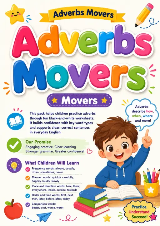 Adverbs Movers Grammar Worksheet Pack