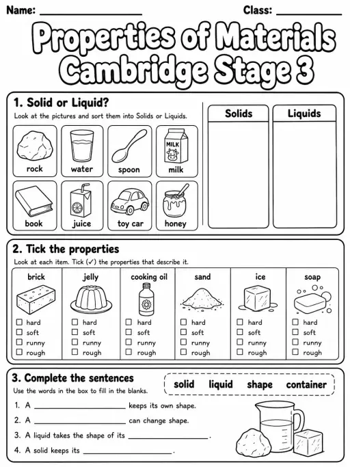 Properties of Materials Cambridge Stage 3