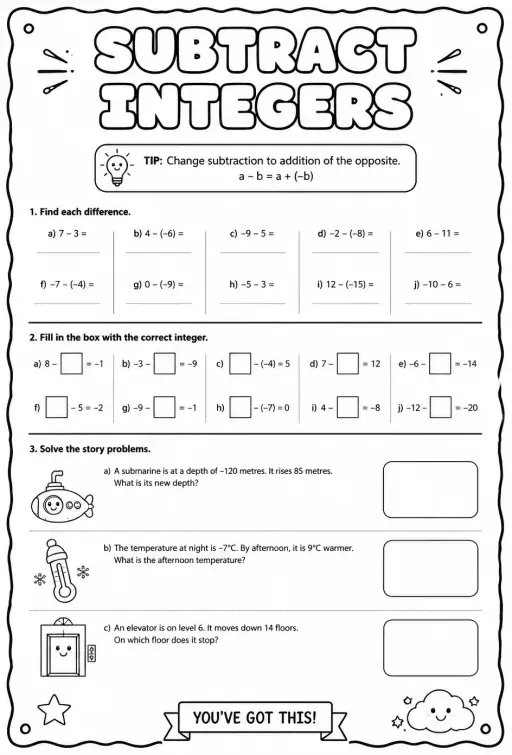 Subtract integers