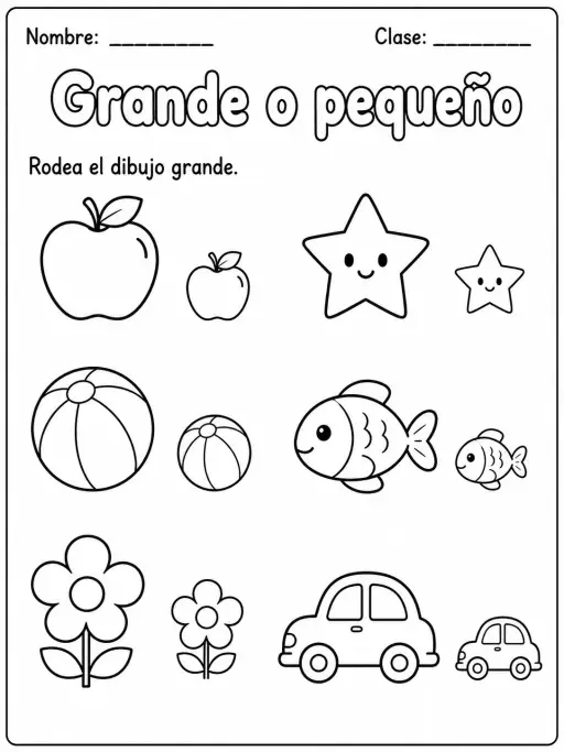 Kindergarten - clasificación, colores y tamaños - Paquete de fichas