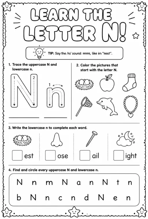 Learn the letter N