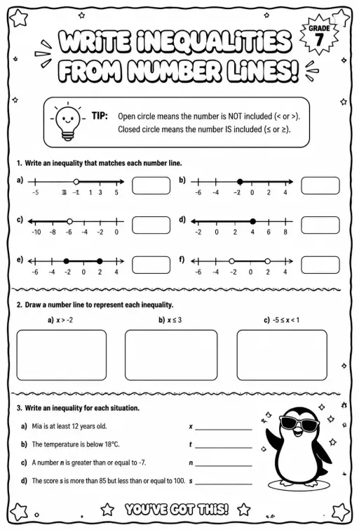 Write inequalities from number lines