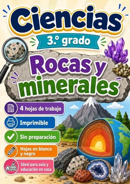 3.º grado - Rocas y minerales - Paquete de ciencias en español