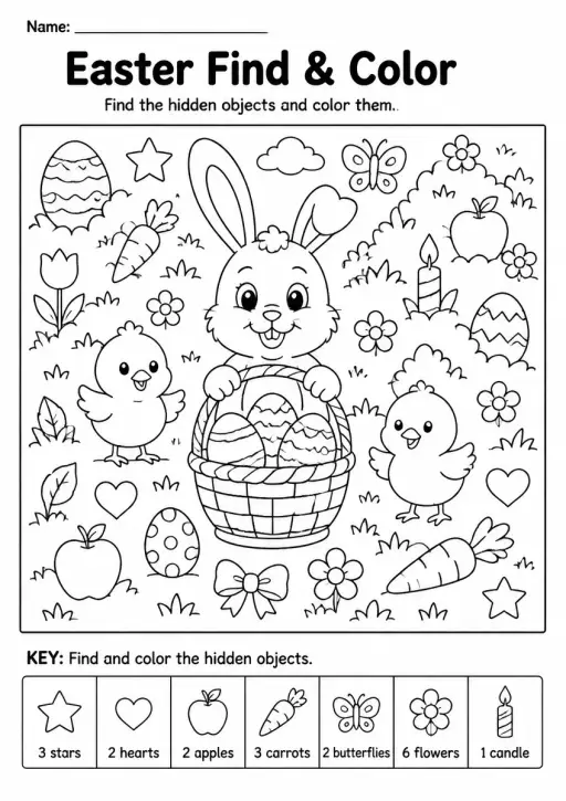 Easter Find & Color — Kindergarten