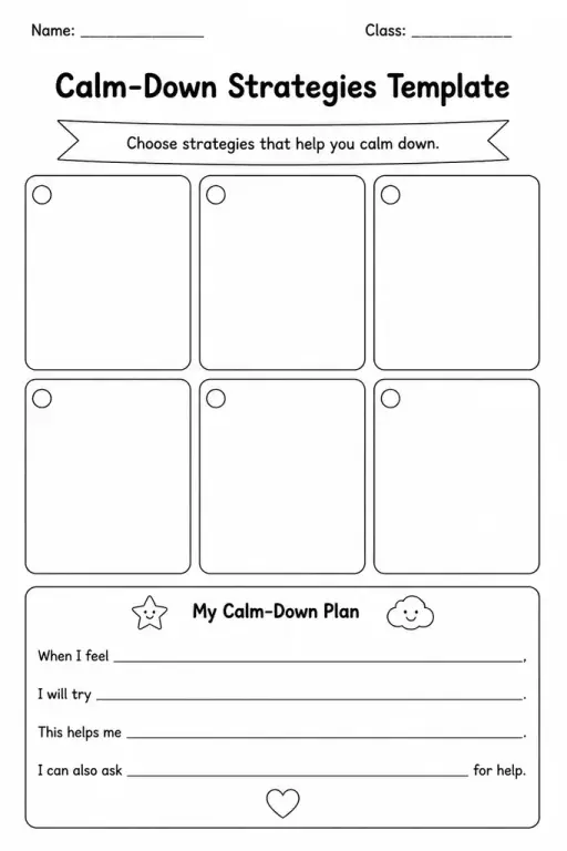 Calm-Down Strategies Template