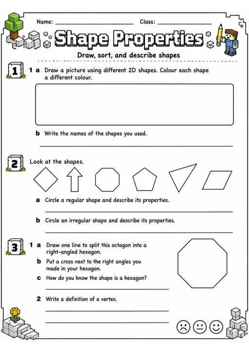 Shape Properties - Grade 3 Math Worksheet