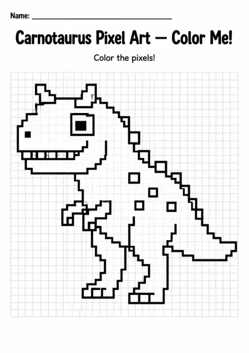 Carnotaurus Pixel Art Coloring Page