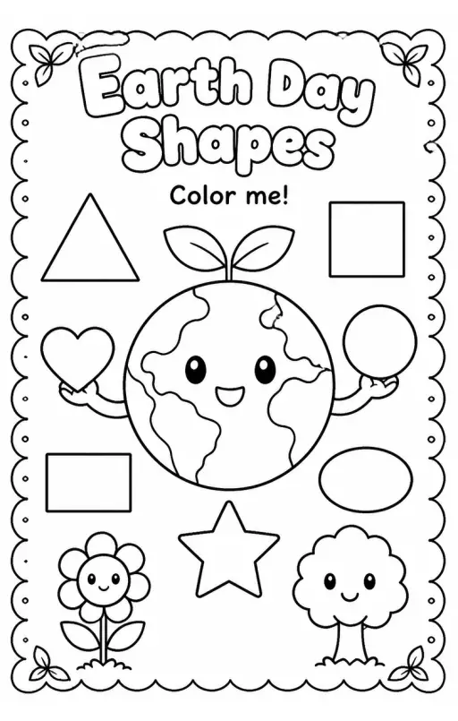 Earth Day Shapes Coloring Page