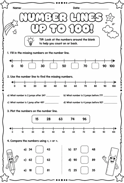 Number lines - up to 100