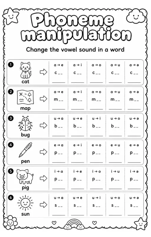 Change the vowel sound in a word