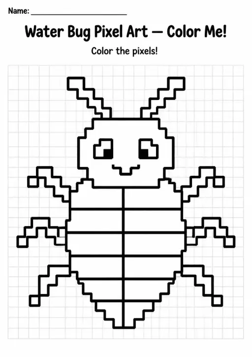 Water Bug Pixel Art Coloring Page