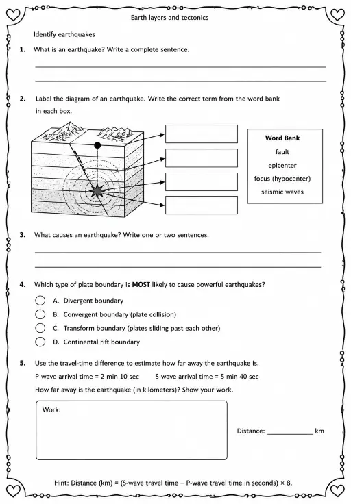 Identify earthquakes