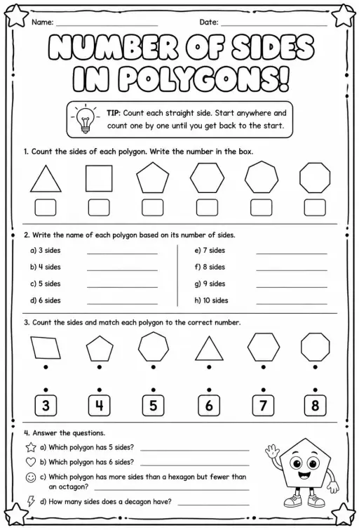 Number of sides in polygons