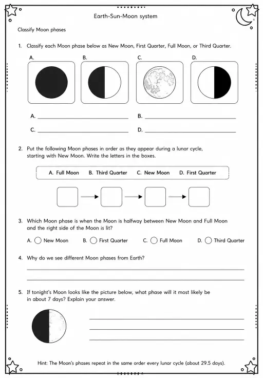 Classify Moon phases