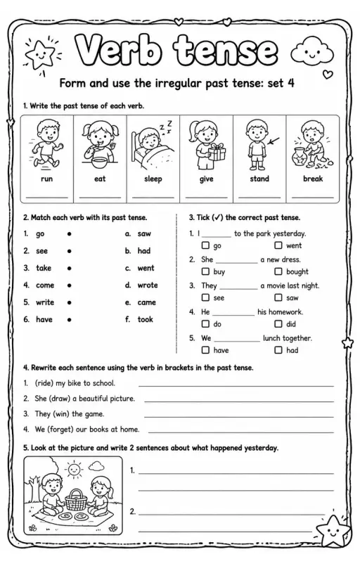 Form and use the irregular past tense: set 4