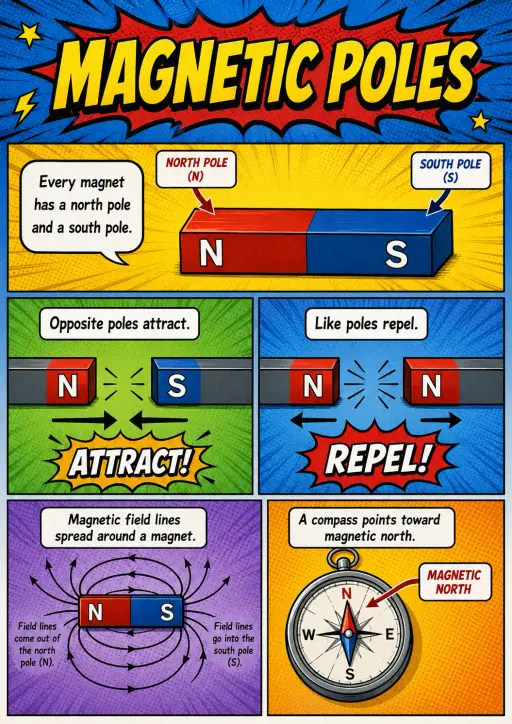 Magnetic Poles Electricity and Magnetism Infographic