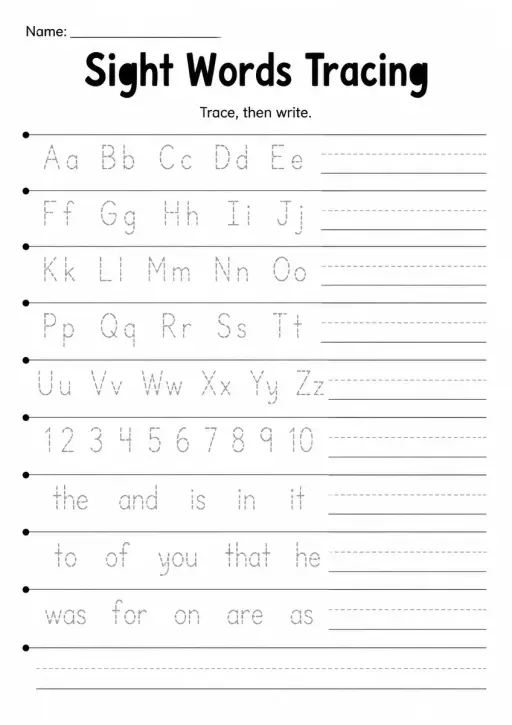 Sight Words Tracing — Grade 3