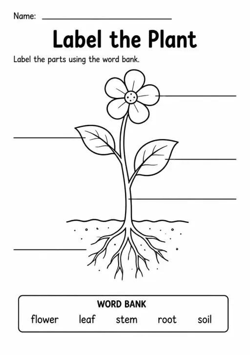 Label the Plant — Grade 1