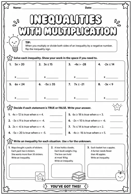 Inequalities with multiplication