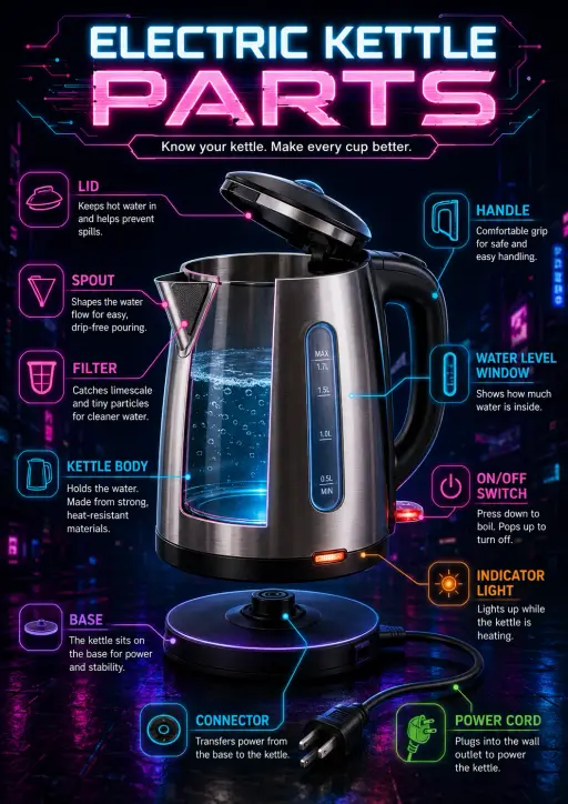 Electric kettle parts Home Appliances Infographic