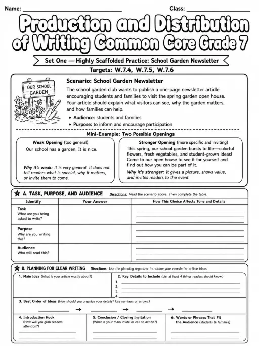 Production and Distribution of Writing Common Core Grade 7