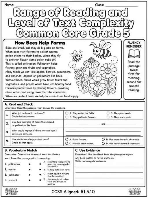 Range of Reading and Level of Text Complexity Common Core Grade 5