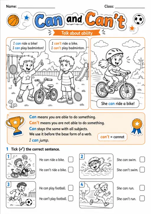 Can and Can't Pack - 3 Worksheets | Grades 2-3