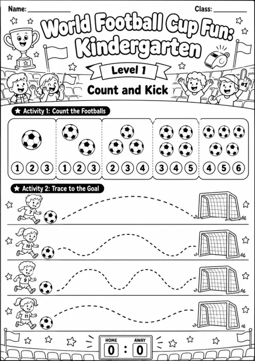 World Football Cup Counting Worksheet Pack