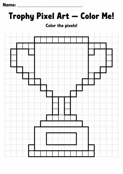 Trophy Pixel Art Coloring Page