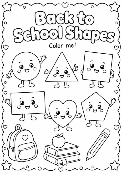 Back to School Shapes Coloring Page