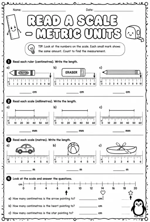 Read a scale - metric units
