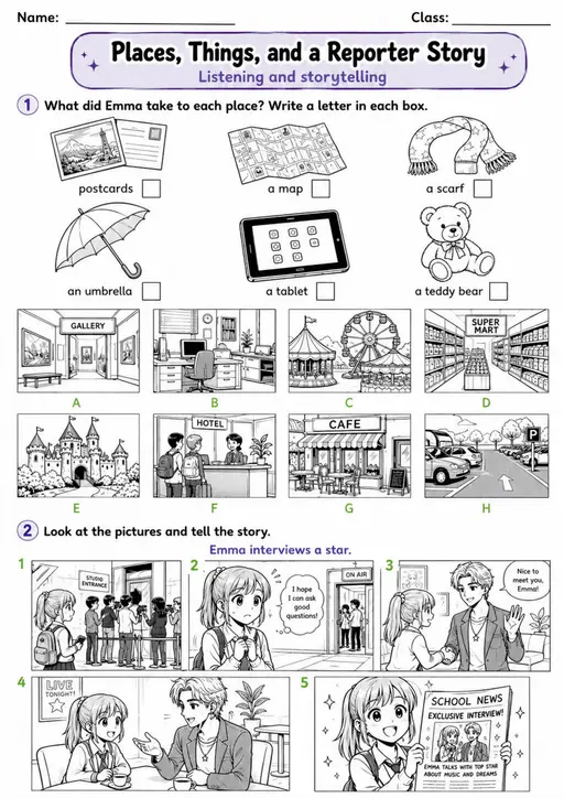 Cambridge Flyers - Places, Things, and a Reporter Story | Free Worksheet