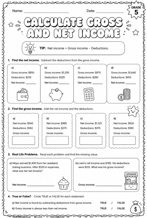 Calculate gross and net income