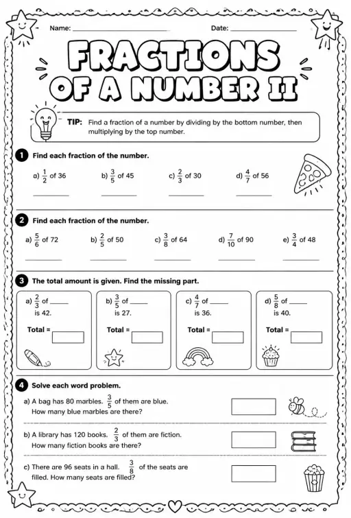 Fractions of a number II