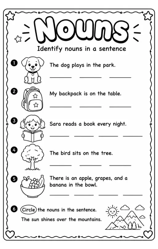 Identify nouns in a sentence