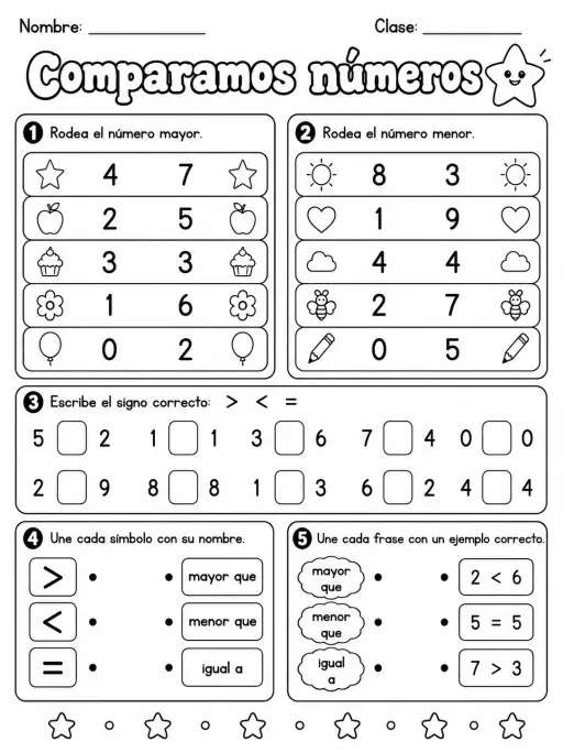 3.º grado - comparación y orden de números - Paquete de fichas
