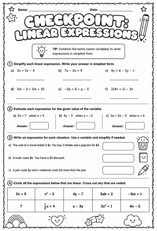 Checkpoint: Linear expressions