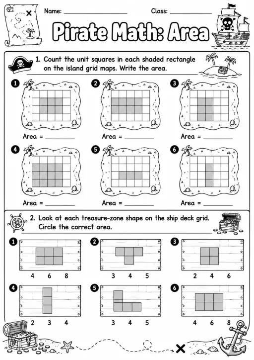 Pirate Math: Position and Direction Worksheet Pack