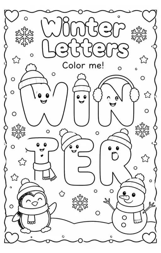 Winter Letters Coloring Page