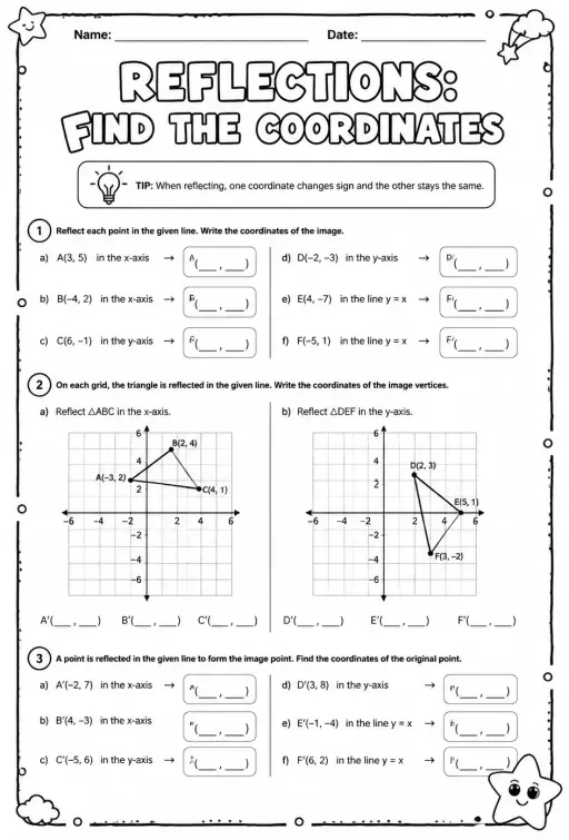 Reflections: find the coordinates