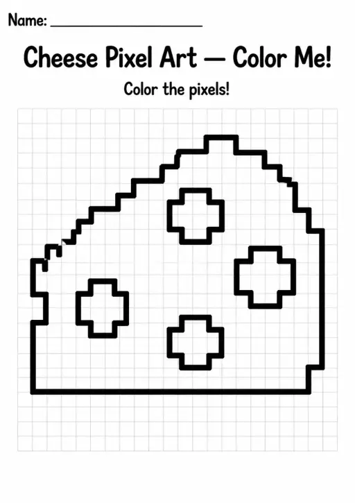 Cheese Pixel Art Coloring Page