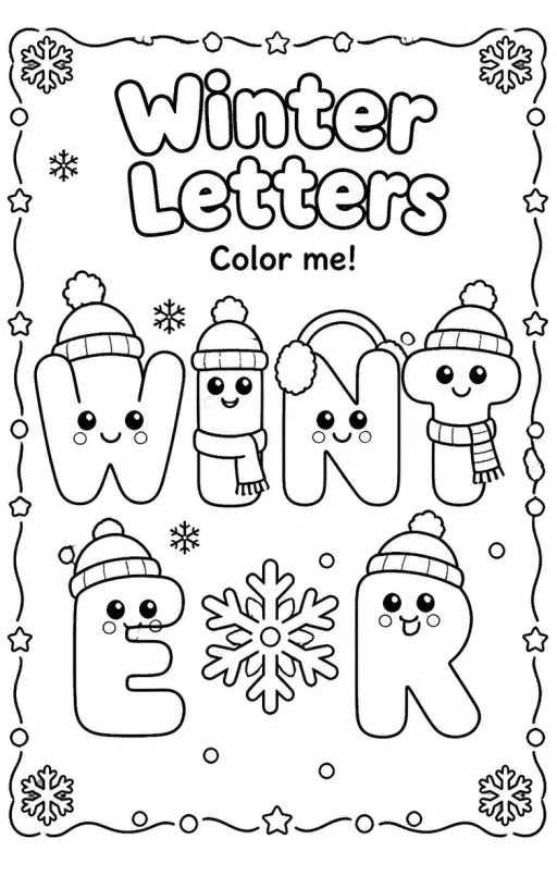 Winter Letters Coloring Page