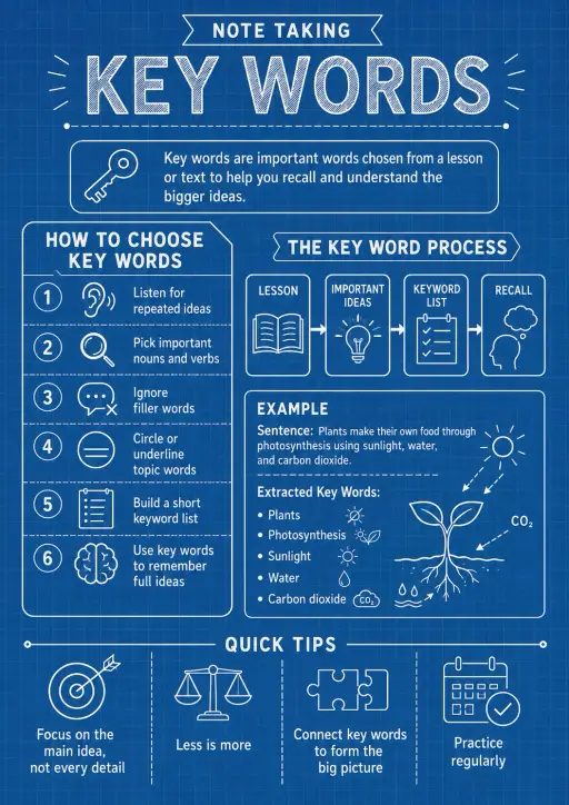 Key words Note Taking Infographic