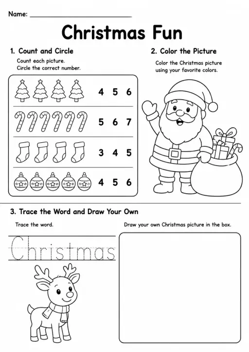 Christmas Worksheet — Kindergarten