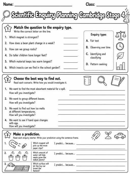 Scientific Enquiry Planning Cambridge Stage 4