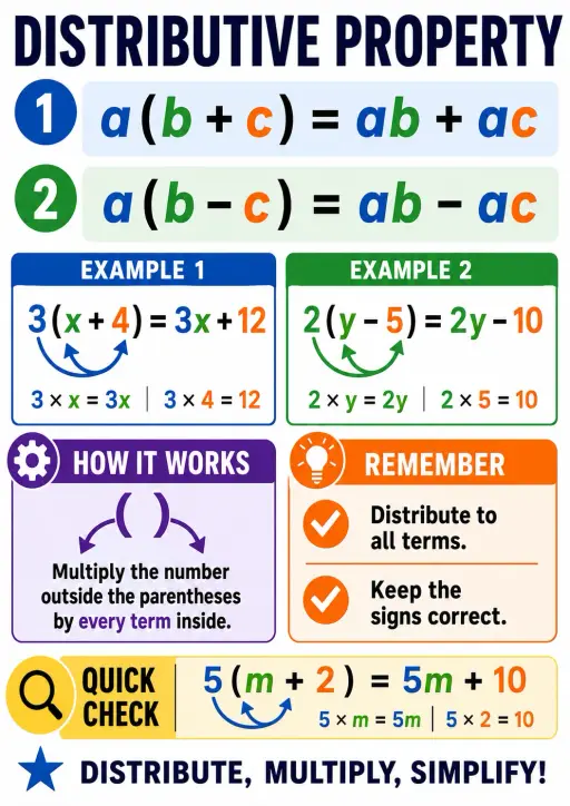 Distributive Property Algebra Infographic