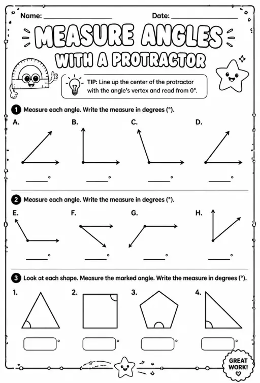 Measure angles with a protractor